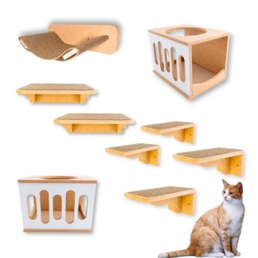 Imagem de Playground Gato 9 Peças Super Resistente Montado Com Rede Premium Onda Sonora (Branco)