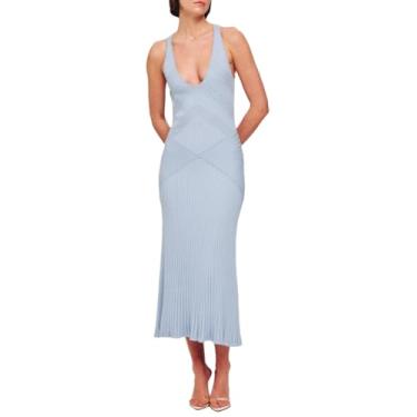 Imagem de Ronny Kobo Vestido midi feminino de malha Emeron, Água antiga, P