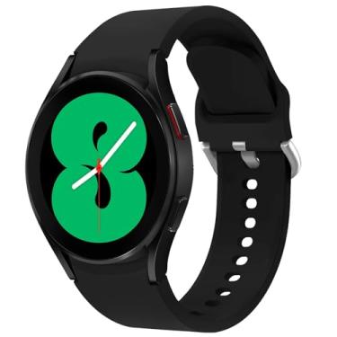 Imagem de KIMAIXA Pulseira para Galaxy Watch 5 de 40 mm e 44 mm/Galaxy Watch 5 Pro Band 45 mm/Galaxy Watch 4 de 40 mm e 44 mm/Galaxy Watch 4 Classic Band 42 mm 46 mm, pulseira esportiva de silicone de 20 mm para mulheres e homens, preta