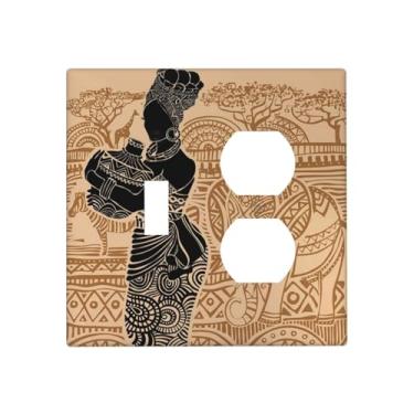 Imagem de Wpshijia Placa decorativa para interruptor de luz, mulher africana, zebra, elefantes, meninas negras, 2 capas de tomada, 1 interruptor 1 duplex, placas decorativas para banheiro e quarto