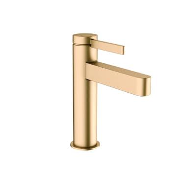 Imagem de hansgrohe Finoris Torneira moderna para pia de banheiro com 1 furo de 30 cm de altura em bronze escovado, 76020141
