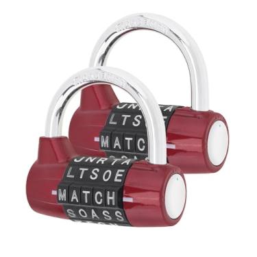Imagem de HOJLKLD Cadeado de segurança para academia, cadeado de 5 letras, cadeado de segurança para academia, academia, cerca, caixa de ferramentas, estojo, armazenamento de ferrolho (2, vermelho)