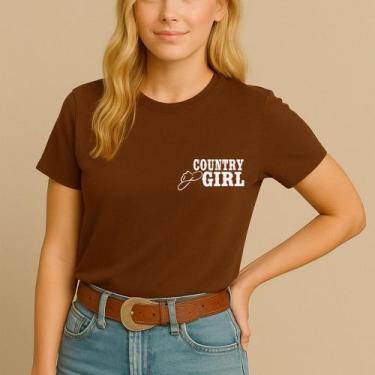 Imagem de Camiseta Agodão Feminina Estamp Country Girl Letreiro Modinha Jovem Fe