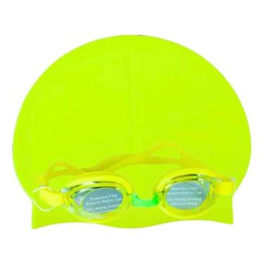 Imagem de kit oculos e touca silicone natação infantil para menino e menina resi