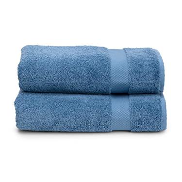 Imagem de Toalhas de banho TowelSelections Pearl Collection luxuosas – Toalhas de banho 100% algodão turco, feitas na Turquia, Azul, 2 x Bath Towels, 1