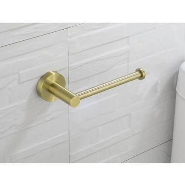 Imagem de Conjunto de banheiro em ouro escovado - 6 peças de suporte para escova de vaso sanitário, suporte para papel higiênico, ganchos para toalhas - acessórios de banho montados na parede, suporte para pape