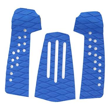Imagem de 3 PCs Padra de tração da prancha de surf, almofadas de tração no deck da área de surf, almofada de cauda profissional para acessórios de funboard de skimboard (Azul)