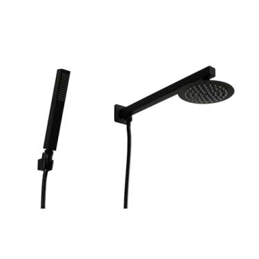 Imagem de Ducha Inox 304 Preto Redonda 15 cm com Ducha de Mão ABS com Trava