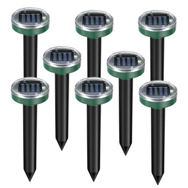 Imagem de Repelente de cobra para quintal, pacote com 8, repelente de toupeira movido a energia solar, repelente ultrassônico de cobra, repelente de gopher, espigões sônicos, repelente de toupeira de cobra para