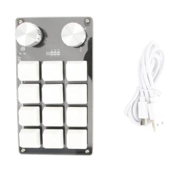 Imagem de 12 Teclado de PC para Jogos Programáveis ​​de 12 Itens Com Botão de Ajuste, Teclado DIY Mecânico de Uma Mão para Office Lab, Adequado para Janelas, Vista OS X (Preto branco)