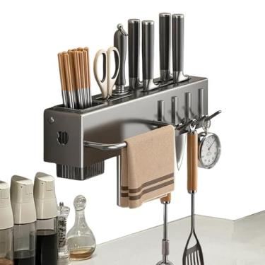 Imagem de Organizador de Utensílios - Organizador de Utensílios de Cozinha para Parede - Suporte Fixado Sem Furação com Ganchos para Organizar e Armazenar Espátula Caneca Colher e Acessórios de Cozinha