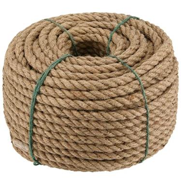 Imagem de JEUIHAU Corda De Juta Natural 164 Pés E 1/2 Pol., Grossa Cânhamo Trançada Resistente Para Artesanato, Jardinagem, Pendurar Decorar (Marrom)