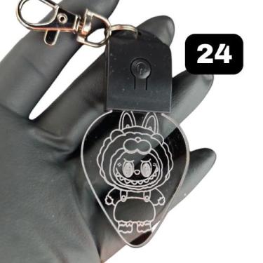 Imagem de Chaveiro Boneco Labubu Acrílico Led Rgb Recarregável 7 Cores - Lualki 