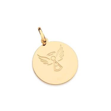 Imagem de Medalha anjo personalizável banhada a ouro 18k rommanel