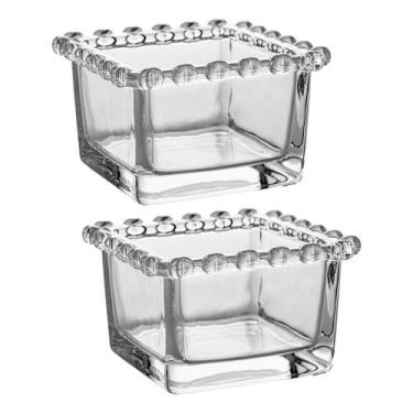 Imagem de Jogo 2 Mini Bowl de Vidro Pequeno Borda de Coração Cristal Formato Qua