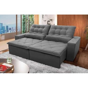 Imagem de Sofá Retrátil Reclinável Islândia 2,10m Suede Velut Preto Molas no Assento - King House