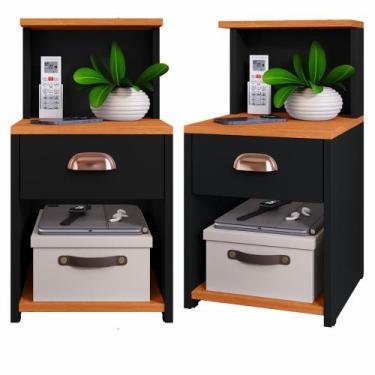 Imagem de Kit 2UN ou 1UN Mesa de Cabeceira CLÉO com Gaveta Puxador Concha e Prat