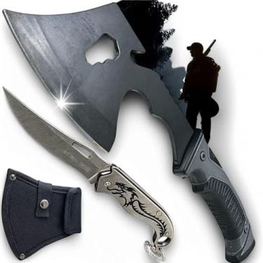 Imagem de Kit Ferramentas de Sobrevivência – Machadinho, Canivete, Aço Resistente, Portátil e Multifuncional para Camping, Caça, Pesca, Trilhas, Bushcraft e Emergências