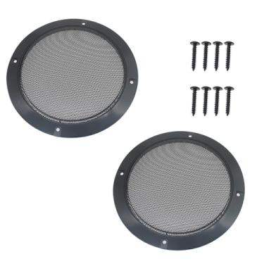 Imagem de OZXNO 2 peças de grade de alto-falante de malha de metal de 7,6 cm, capa protetora para grade de subwoofer com parafusos de montagem para alto-falante de áudio doméstico e carro (preto)