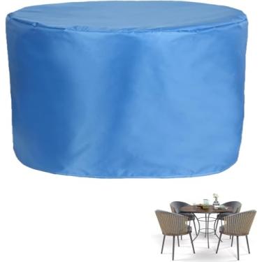 Imagem de Conjunto De Móveis De Pátio Capa Redonda à Prova D'água 330x120cm, Conjunto De Móveis De Pátio Capa Ao Ar Livre À Prova De Vento, Mesa E Cadeira Para Móveis De Jardim Proteção Contra Neve à