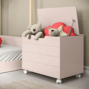 Imagem de Bau Caixa De Brinquedos Brink Com Tampa E Rodizios Rose