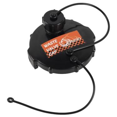 Imagem de Aussio (Pacote com 1, tampa de válvula de resíduos preta T1020-1 com gancho de baioneta de 7,6 cm com tampa de esgoto GHT RV de 3/10.2 cm