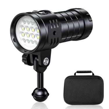 Imagem de Siuyiu Luz de mergulho 3800 lúmens, lanterna de mergulho, luz de vídeo subaquática de 200 m com 6 modos, lanterna de mergulho IPX8 à prova d'água, para esportes subaquáticos, filmagem de vídeo