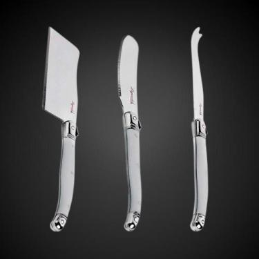 Imagem de Jogo De Facas Laguiole Para Corta Queijo 3 Artigos Com Bandeja De Made