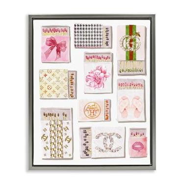 Imagem de Stupell Industries Glam Girl Matchboxes Cinza Emoldurado Tela Flutuante Design de Arte de Parede por Ziwei Li, 30 x 25