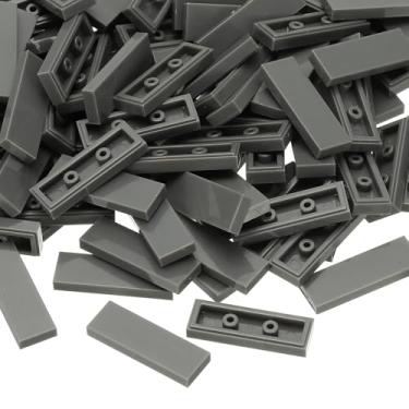 Imagem de PATIKIL 122 Pcs Flat Blocks Bulk, 1x3 Square Dark Gray Classic Tiles Smooth Surface Mini Building Blocks Accessories Compatible Bricks Kits for Building Floor Walls Mosaic Pixel Arts