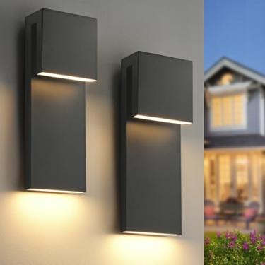 Imagem de Luzes de parede externas grandes modernas LED integradas, iluminação de arandelas de parede externa, luminárias externas contemporâneas, luzes de montagem externa para casa, varanda, porta da frente