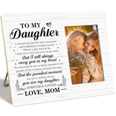 Imagem de OTINGQD Porta-retrato para filhas, presente para filha da mãe, presente de Natal, aniversário, formatura para filhas, moldura de madeira You Are My Daughter Forever and Always