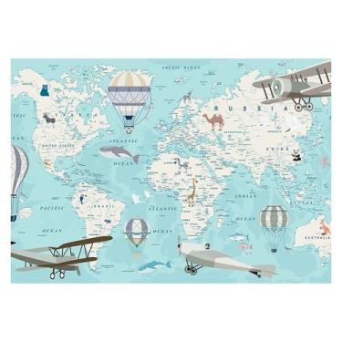 Imagem de Papel de Parede Adesivo Infantil Mapa Mundi Quarto Bebe - 768pcm - All