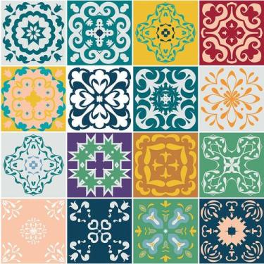 Imagem de Adesivo de Azulejo - Ladrilho Hidráulico - 15cm x 15cm - 16un - 351Azm