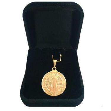 Imagem de Pingente Medalha São Bento Dupla Face Folheado a Ouro - Dinis Joias