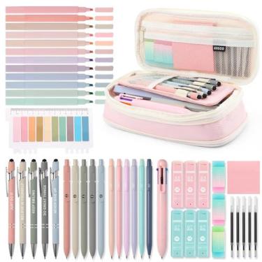 Imagem de Conjunto de material escolar GUGUKUKU 56 unidades com estojo de lápis 