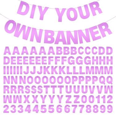 Imagem de Kit de banner DIY com letras roxas personalizáveis faixas de aniversário faixa de formatura banners personalizados para festa de casamento formatura decoração de chá de bebê (rosa brilhante)