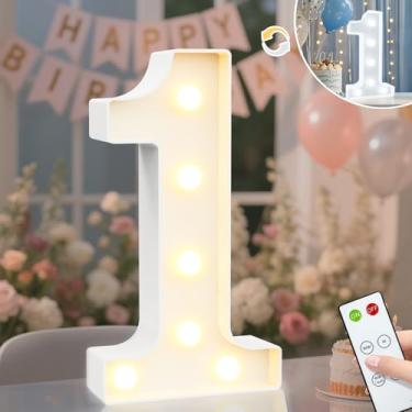 Imagem de Elnsivo Números Decorativos De Led Iluminados, Letreiro Com E Controle Remoto, Iluminados Para Decoração Noturna Festa Aniversário Meninas, Casamento, Aniversário, Branco Frio Quente 1