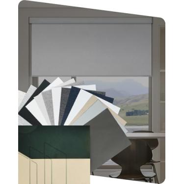 Imagem de Yoolax Persianas motorizadas com controle remoto, persianas inteligentes blecaute com persianas elétricas remotas funcionam com persianas giratórias Alexa, amostra de tecido (multicolorida)