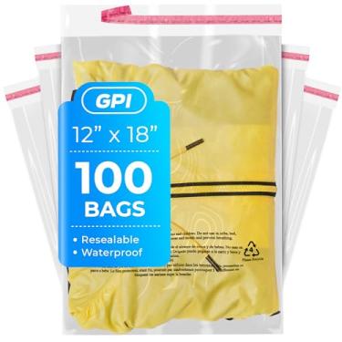 Imagem de Sacos de poliéster resseláveis autoseláveis de 30,5 cm x 45,7 cm - Caixa com 100, sacos plásticos recicláveis com aviso de sufoação e fita adesiva para embalagem e envio de roupas, camisas e mais