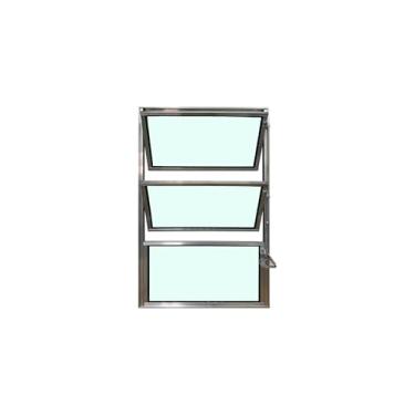 Imagem de Vitrô Basculante 1 Seção 60x40 Linha Esmeralda – Alumínio Brilhante, Vidro Liso 3mm – Lumineziri Esquadrias