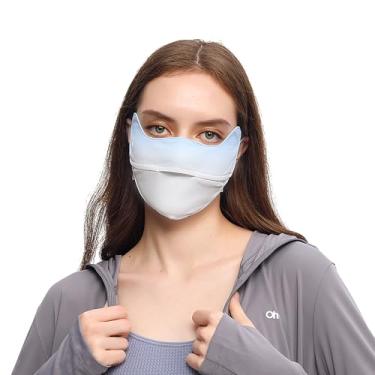 Imagem de OHGOLF Proteção facial UV FPS 50+ máscara de proteção solar feminina respirável SLN3M072D, Azul e branco, tamanho �nico