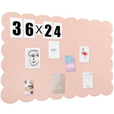 Imagem de Mooliwe Quadro de avisos de feltro recortado dobrável com pino alternativo para parede dobrável visão de imagem autoadesivo decorativo (rosa carne, 91 x 61 cm)