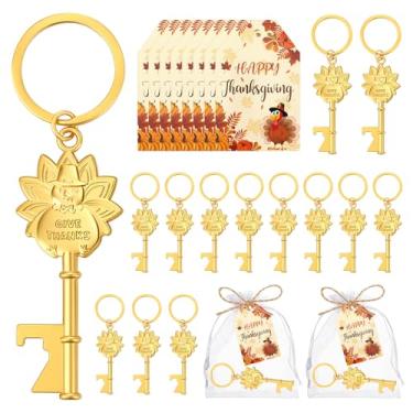 Imagem de 50 peças de abridor de garrafas a granel de Ação de Graças, chaveiro de peru, lembrancinhas de festa com cordas de cartões, abridor de cerveja festivo para decoração de casa, tema de Ação de Graças