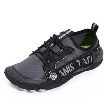 Imagem de TARANIS Sapatos aquáticos para meninos e meninas, bico largo de secagem rápida, antiderrapante e resistente ao desgaste, praia piscina yoga pular corda surfista sapatos infantis, Preto, 18