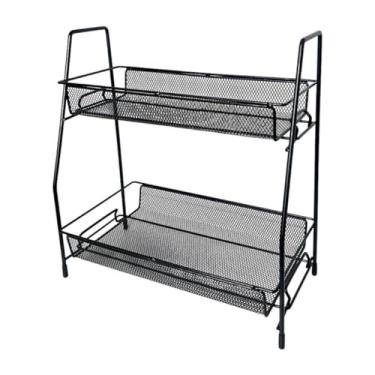 Imagem de Prateleira Organizador De Mesa 2 Andares Dupla Multiuso Em Metal Para Banheiro Cozinha Escritório