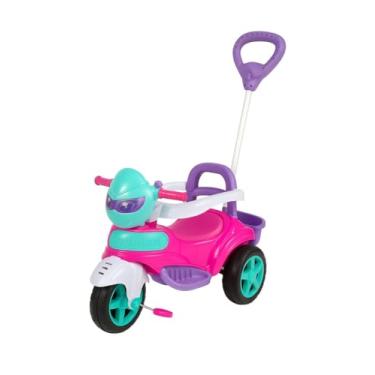 Imagem de Triciclo Rosa para Passeio com Empurrador