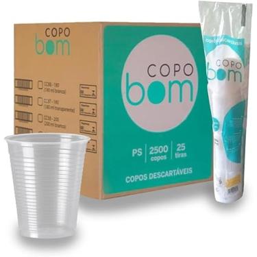 Imagem de Copo Plástico Descartável 180ml Transparente Econômico Copobom 2500Un (Transparente)