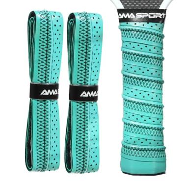 Imagem de AMA SPORT Pacote com 2 fitas de aderência Pickleball para raquetes de pickleball, aderência antiderrapante, fácil instalação e desempenho de longa duração (ciano)