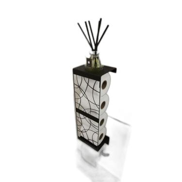 Imagem de Porta Papel Higiênico Industrial Preto Fosco Apoio P Celular